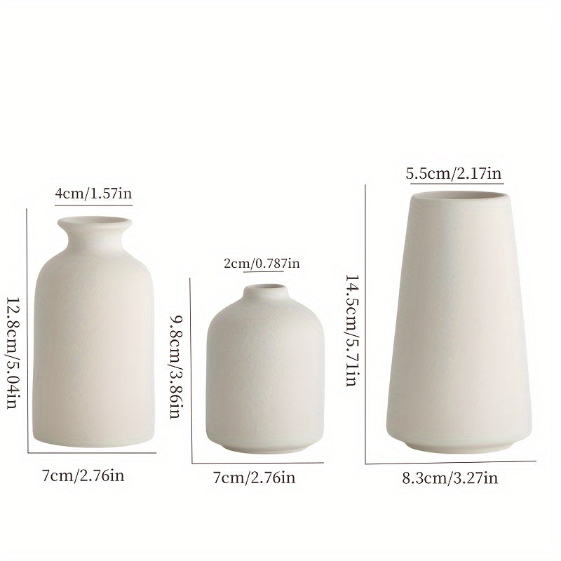 3pcs Modern Ceramic Vases, Rustic Porcelain Art Vases, Home Decor, Perfect Living Room Decor, Modern Farmhouse Decor, Bedroom Decor, Various Scene Decor, Holiday Gifts