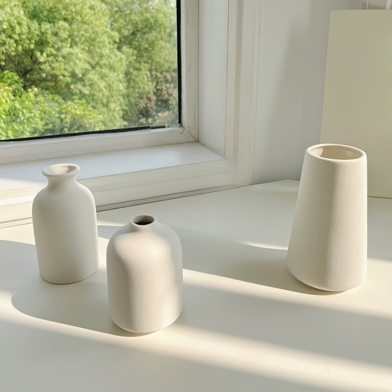3pcs Modern Ceramic Vases, Rustic Porcelain Art Vases, Home Decor, Perfect Living Room Decor, Modern Farmhouse Decor, Bedroom Decor, Various Scene Decor, Holiday Gifts