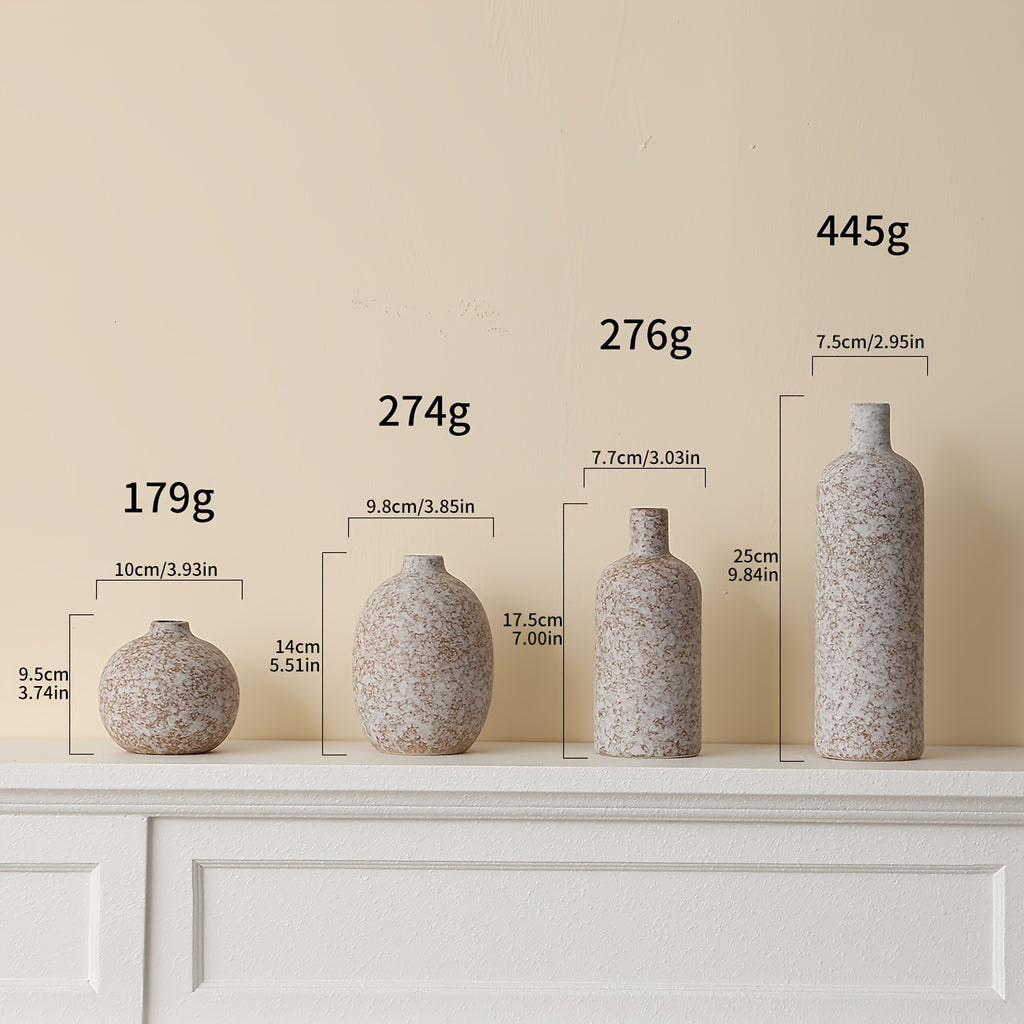 Elegant Vase Centerpiece 4pcs Modern Minimalist Ceramic Vase | Wabi-Sabi Style Neutral Tones, Cylindrical for Living Room, Dining Table, Entryway - Home Decor