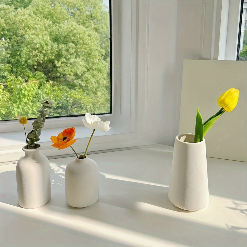 3pcs Modern Ceramic Vases, Rustic Porcelain Art Vases, Home Decor, Perfect Living Room Decor, Modern Farmhouse Decor, Bedroom Decor, Various Scene Decor, Holiday Gifts