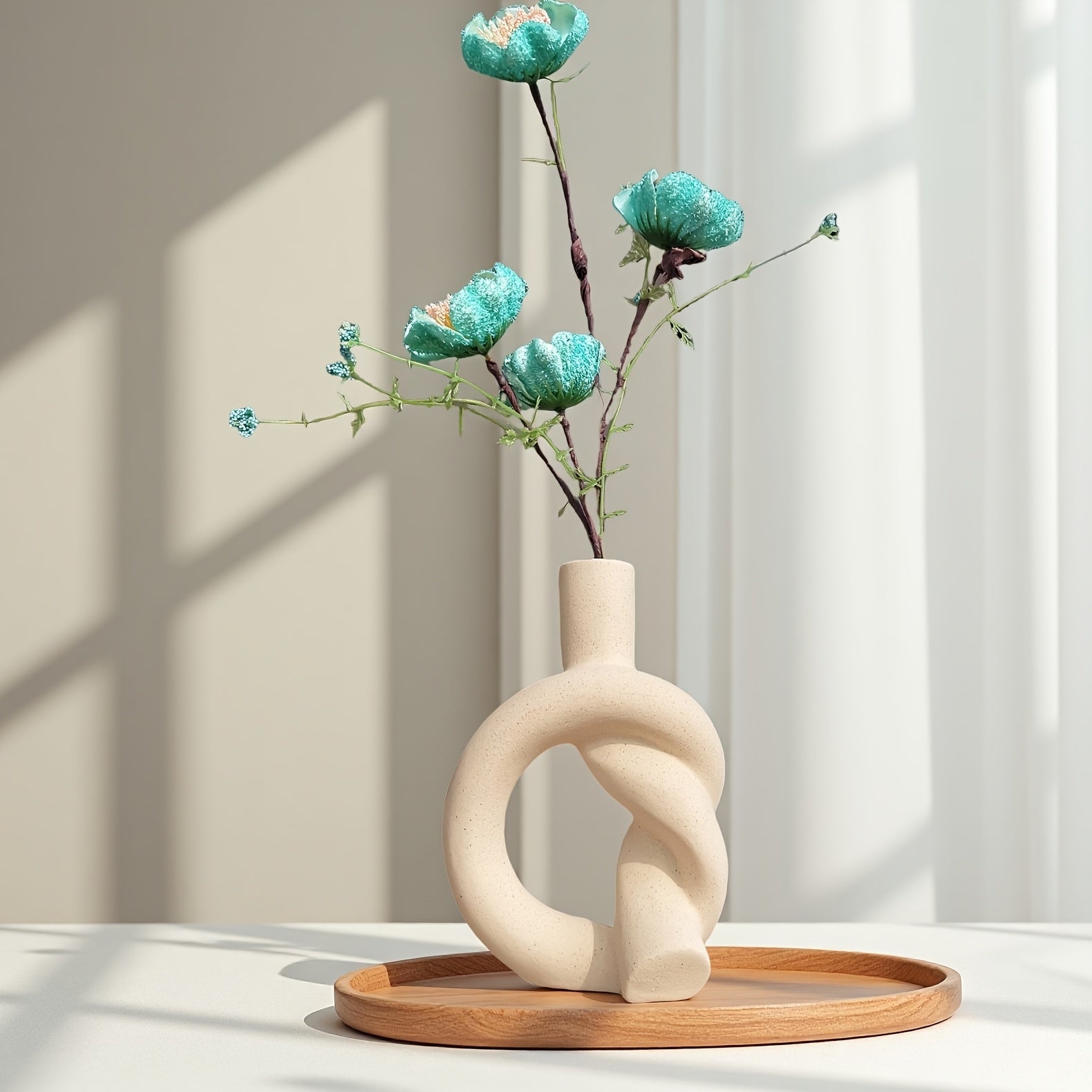 Handcrafted Ceramic Vase A Small-Sized Tabletop Vase with a Ceramic Matte End, Perfect for Home Decor, Decorative Vase, Candle Holder for Incense, in a Modern Minimalist Style, Featuring a Knot Design, Handcrafted