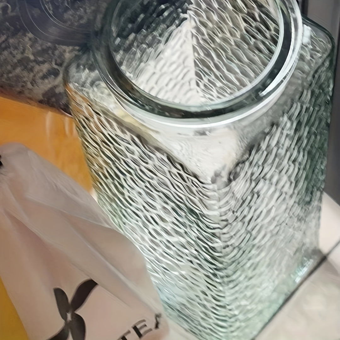 Large amber transparent square glass vase, flower raising vase, waking bucket, Dracaena sanderiana and green orchid vase