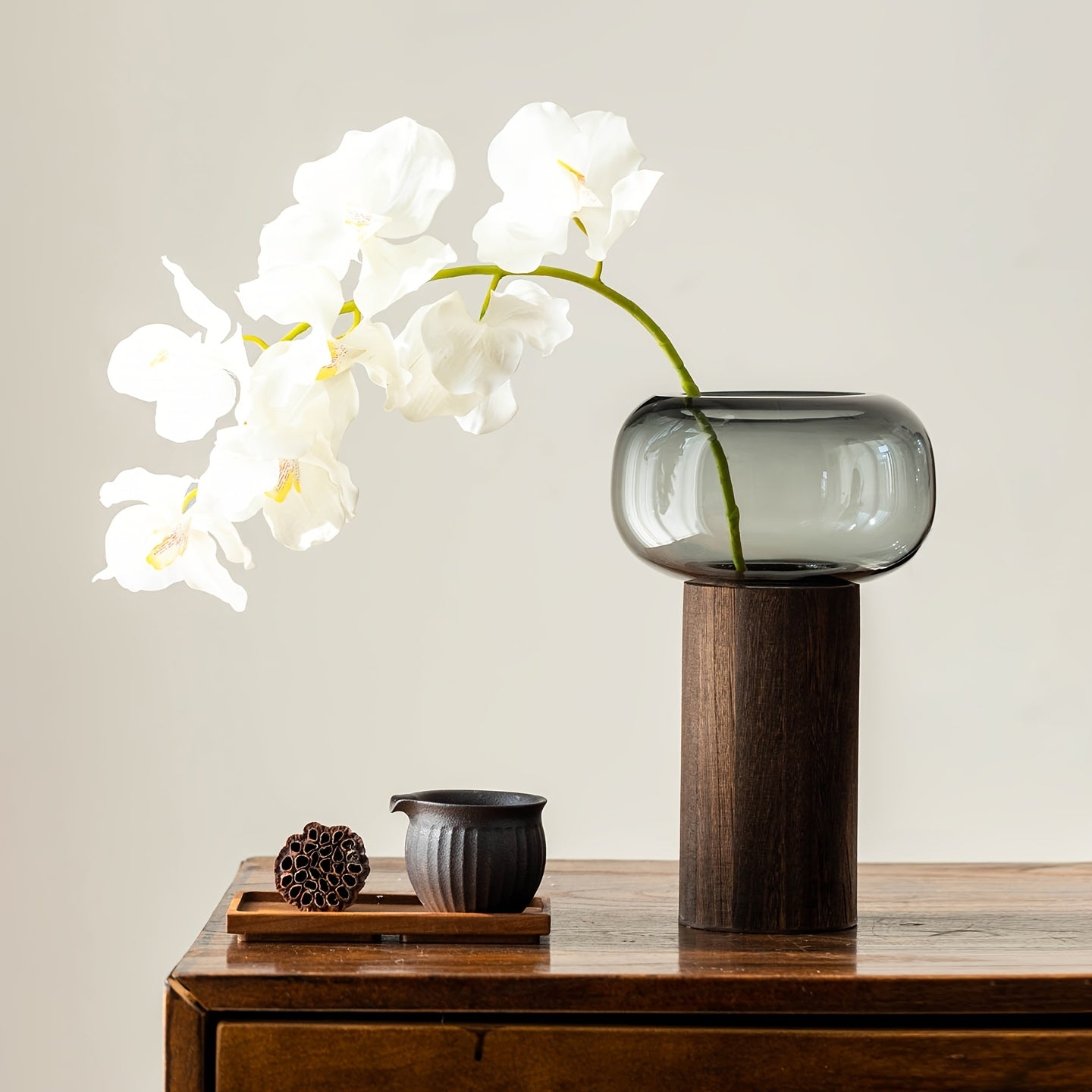 Luxury Easy Glass Vase | Transparent Pedestal Bud Vase for Living Room Table, Creative Chinese Art Flower Pot for Fresh Flower Arrangement