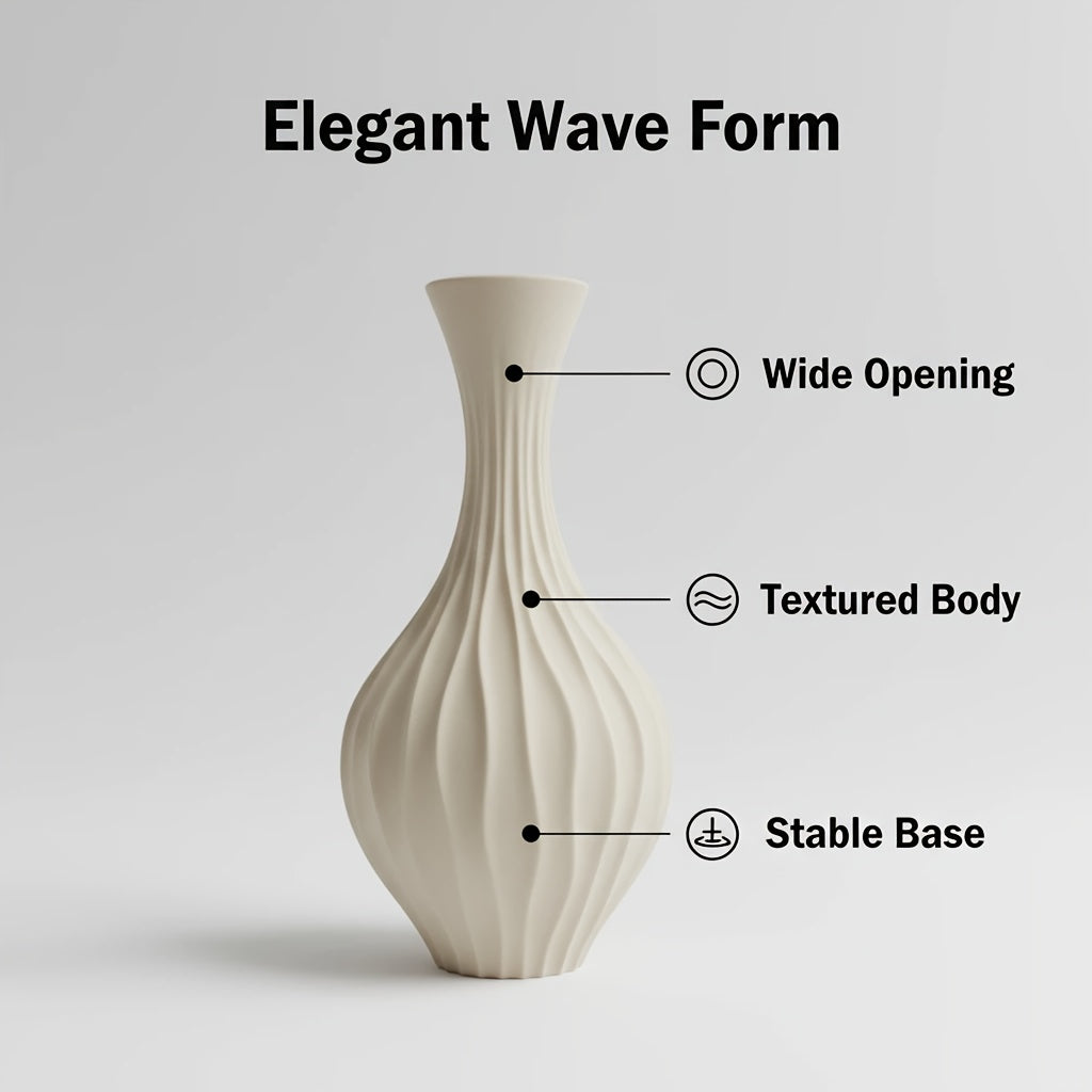 1pc Modern Geometric Vase - Shatterproof Hydroponic Plant Pot With Vertical Stripes Pattern - Durable Lightweight Plastic Suitable For Indoor\u002Foutdoor Decoration - Easy-to-clean Modern Centerpiece For Living Rooms, Offices, And Event Venues