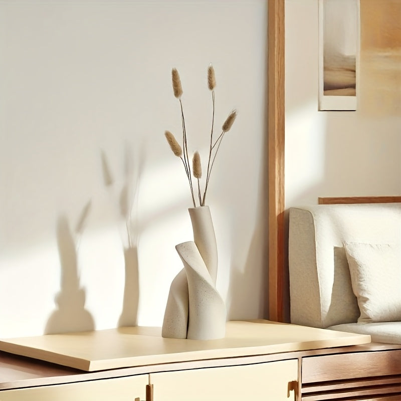 Nordic Minimalist Twisted Vase Creative Artistic Desktop Ornament Wabi-Sabi Style Home Decor Dried Flower Vase