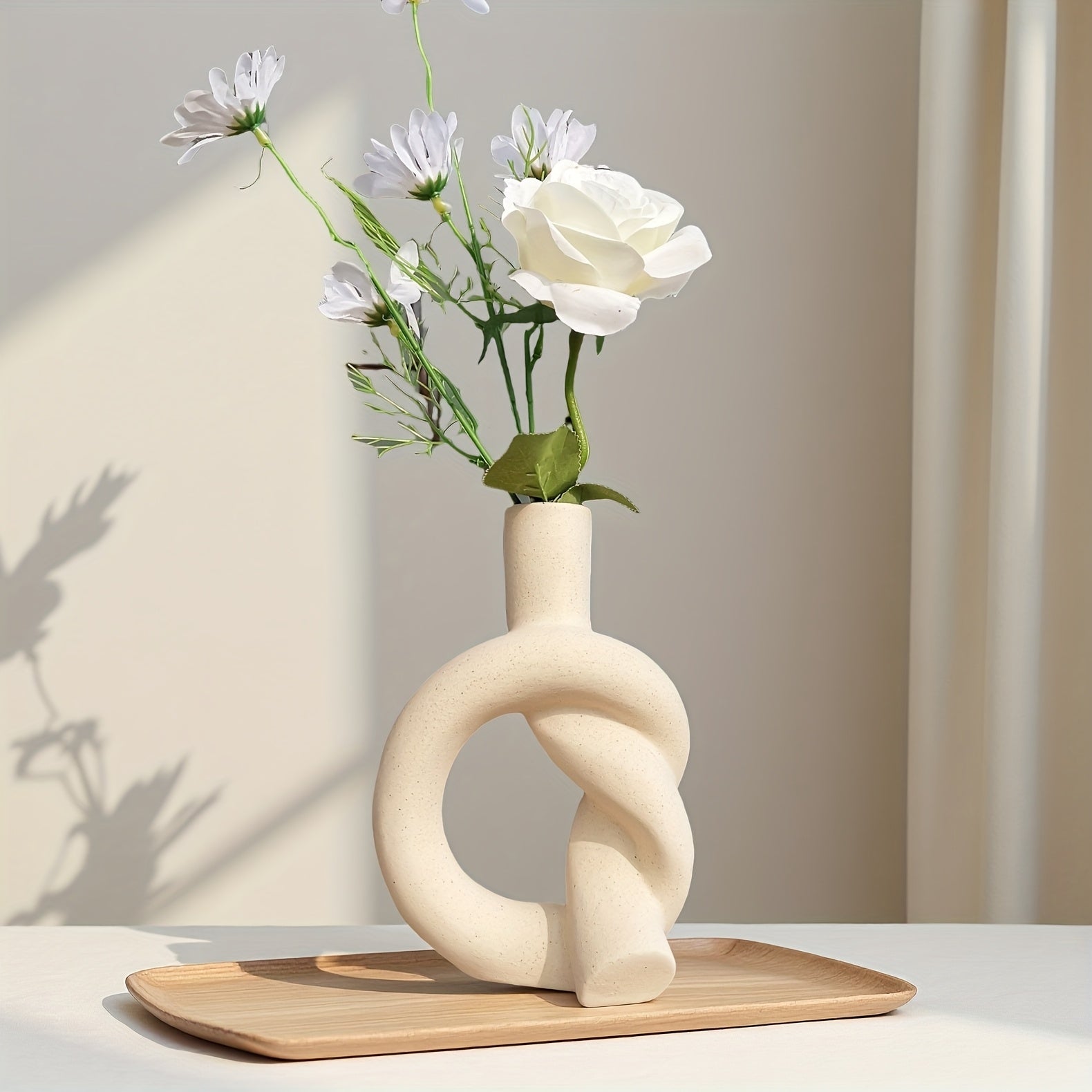 Handcrafted Ceramic Vase A Small-Sized Tabletop Vase with a Ceramic Matte End, Perfect for Home Decor, Decorative Vase, Candle Holder for Incense, in a Modern Minimalist Style, Featuring a Knot Design, Handcrafted