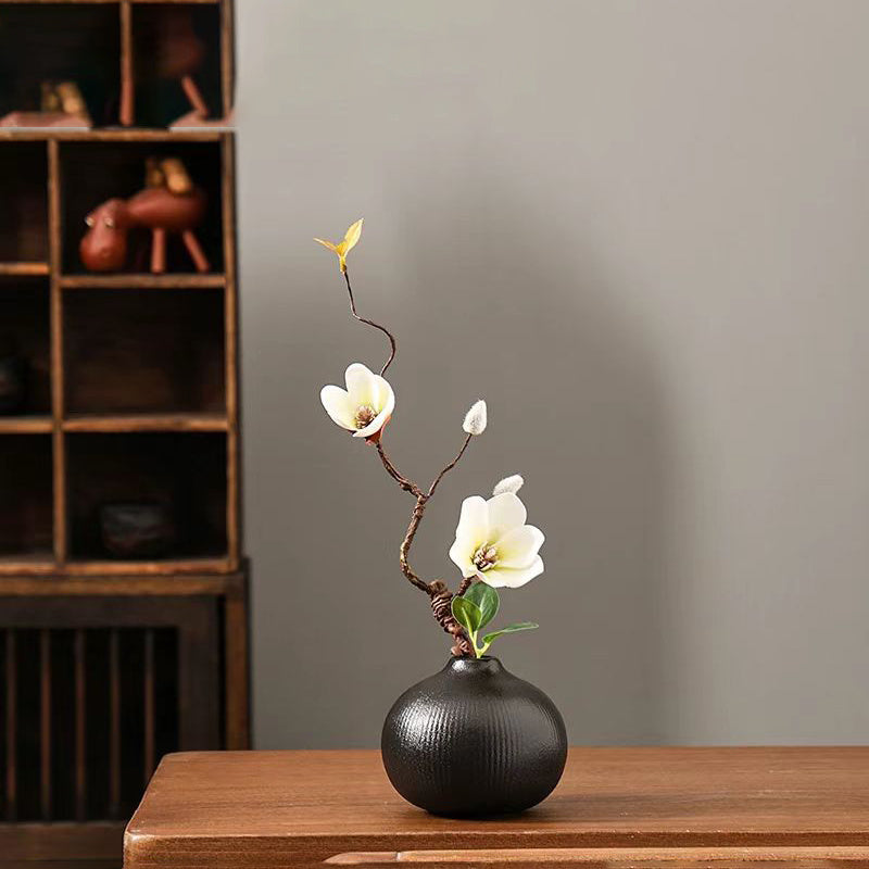 3pcs Nordic Creative Striped Ceramic Vase Set, High-End Home Living Room Dried Flower Arrangement Decorative Ornament, 3 Different Shaped Hydroponic Flower Vases, Holiday Gift, Wedding Decoration