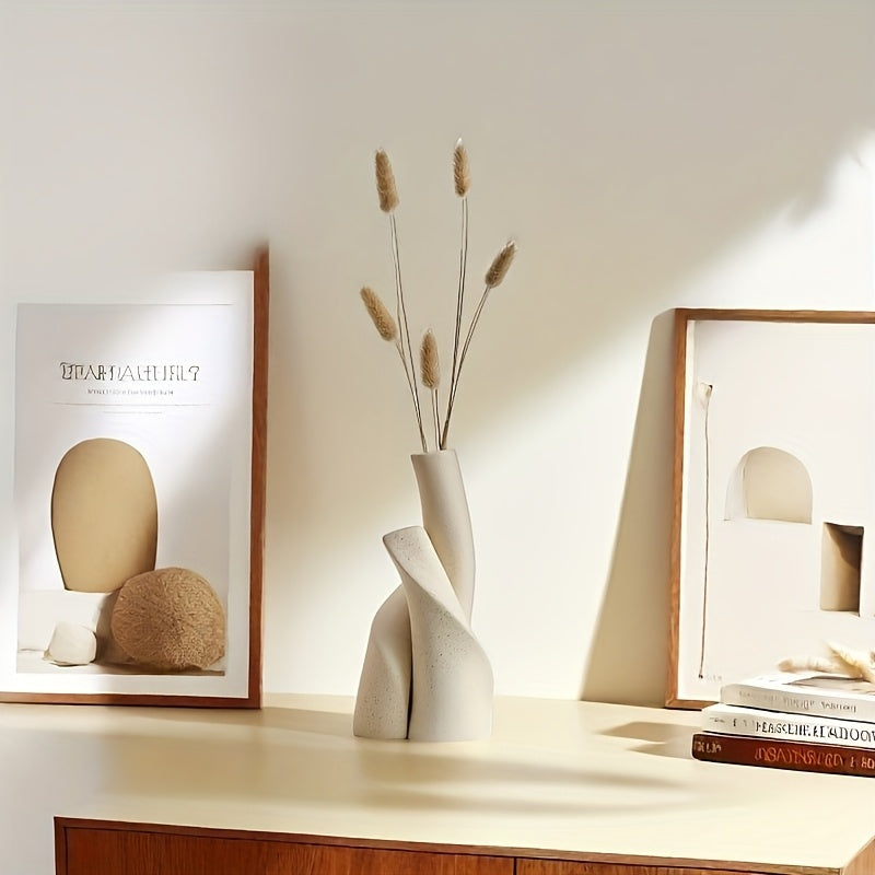 Nordic Minimalist Twisted Vase Creative Artistic Desktop Ornament Wabi-Sabi Style Home Decor Dried Flower Vase