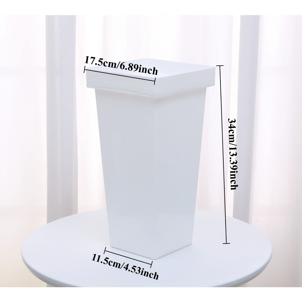 3pcs Modern Square Plastic Flower Pots with Base - Suitable for Home, Wedding & Office Centerpieces, Vase for Tabletop Decor, Vases for Cut Flowers, Assembly for Home Decoration (No Revision to Product Info)