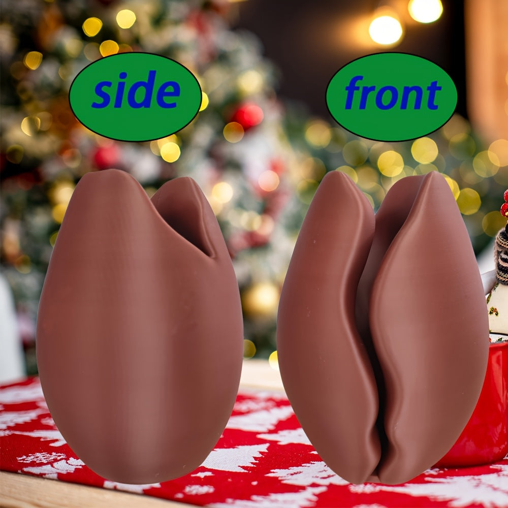 Coffee Bean Vase Coffee Bean Vase, a 3D Printed Plastic Brown Vase with a Coffee Bean Decoration, Suitable for Modern Home and Office Decor