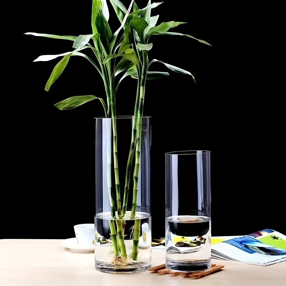 1pc • Acrylic Shatterproof • Large Diameter Transparent Vase • Straight Cylindrical Vase for Displaying Flowers