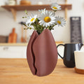 Coffee Bean Vase Coffee Bean Vase, a 3D Printed Plastic Brown Vase with a Coffee Bean Decoration, Suitable for Modern Home and Office Decor