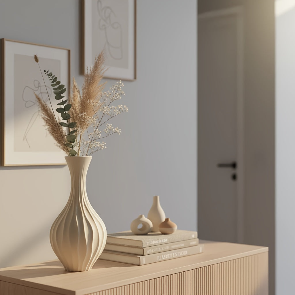 1pc Modern Geometric Vase - Shatterproof Hydroponic Plant Pot With Vertical Stripes Pattern - Durable Lightweight Plastic Suitable For Indoor\u002Foutdoor Decoration - Easy-to-clean Modern Centerpiece For Living Rooms, Offices, And Event Venues