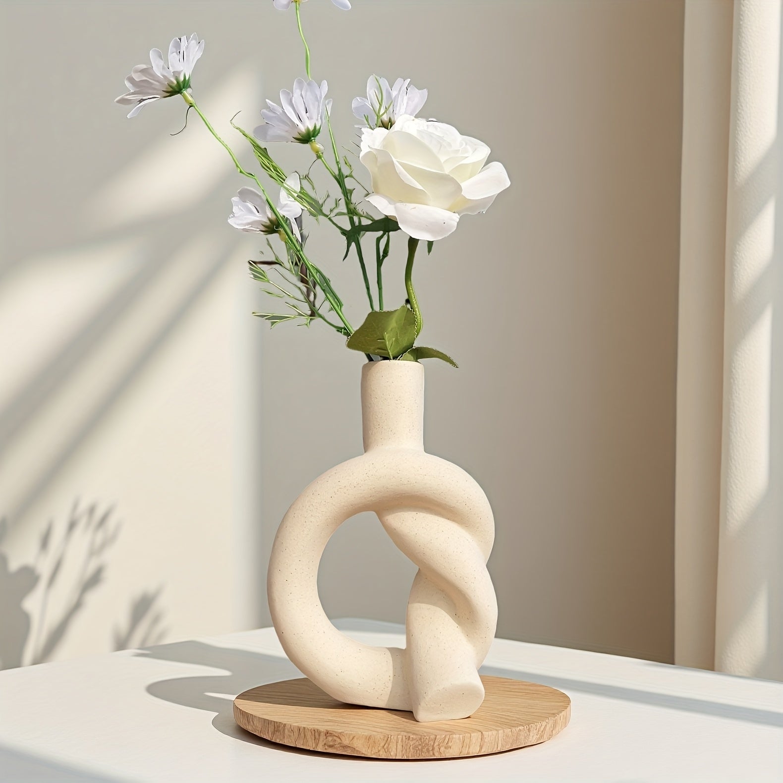 Handcrafted Ceramic Vase A Small-Sized Tabletop Vase with a Ceramic Matte End, Perfect for Home Decor, Decorative Vase, Candle Holder for Incense, in a Modern Minimalist Style, Featuring a Knot Design, Handcrafted