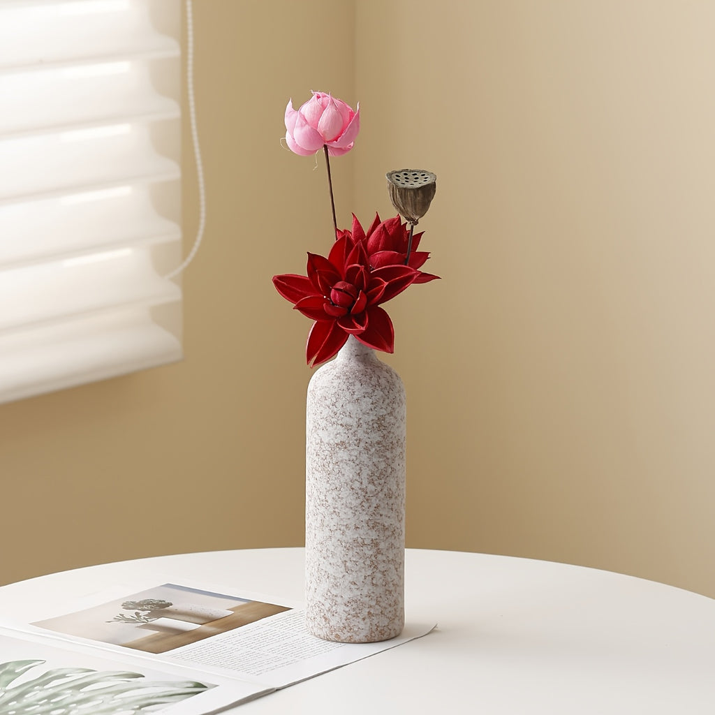 Elegant Vase Centerpiece 4pcs Modern Minimalist Ceramic Vase | Wabi-Sabi Style Neutral Tones, Cylindrical for Living Room, Dining Table, Entryway - Home Decor