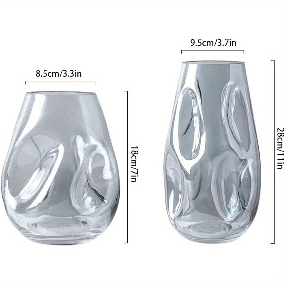 Glass Decorative Vase Modern Transparent Decorative Glass Vase - Irregular Shaped for Home Living Room and Office Desktop Decoration - Gift Vas