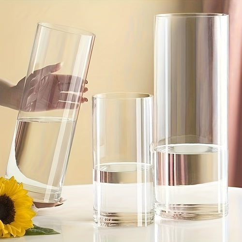 1pc • Acrylic Shatterproof • Large Diameter Transparent Vase • Straight Cylindrical Vase for Displaying Flowers