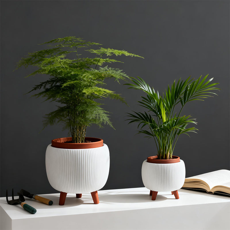 2pcs 3D Printed Artistic Vase Set | Large & Small Sizes, Decorative Cylinder Bud Vases in Geometric Pattern for Home & Office Desktops, Contemporary Style, Plastic Material