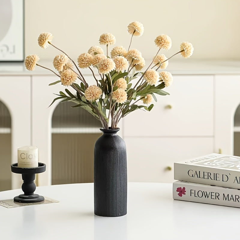 3pcs Nordic Creative Striped Ceramic Vase Set, High-End Home Living Room Dried Flower Arrangement Decorative Ornament, 3 Different Shaped Hydroponic Flower Vases, Holiday Gift, Wedding Decoration