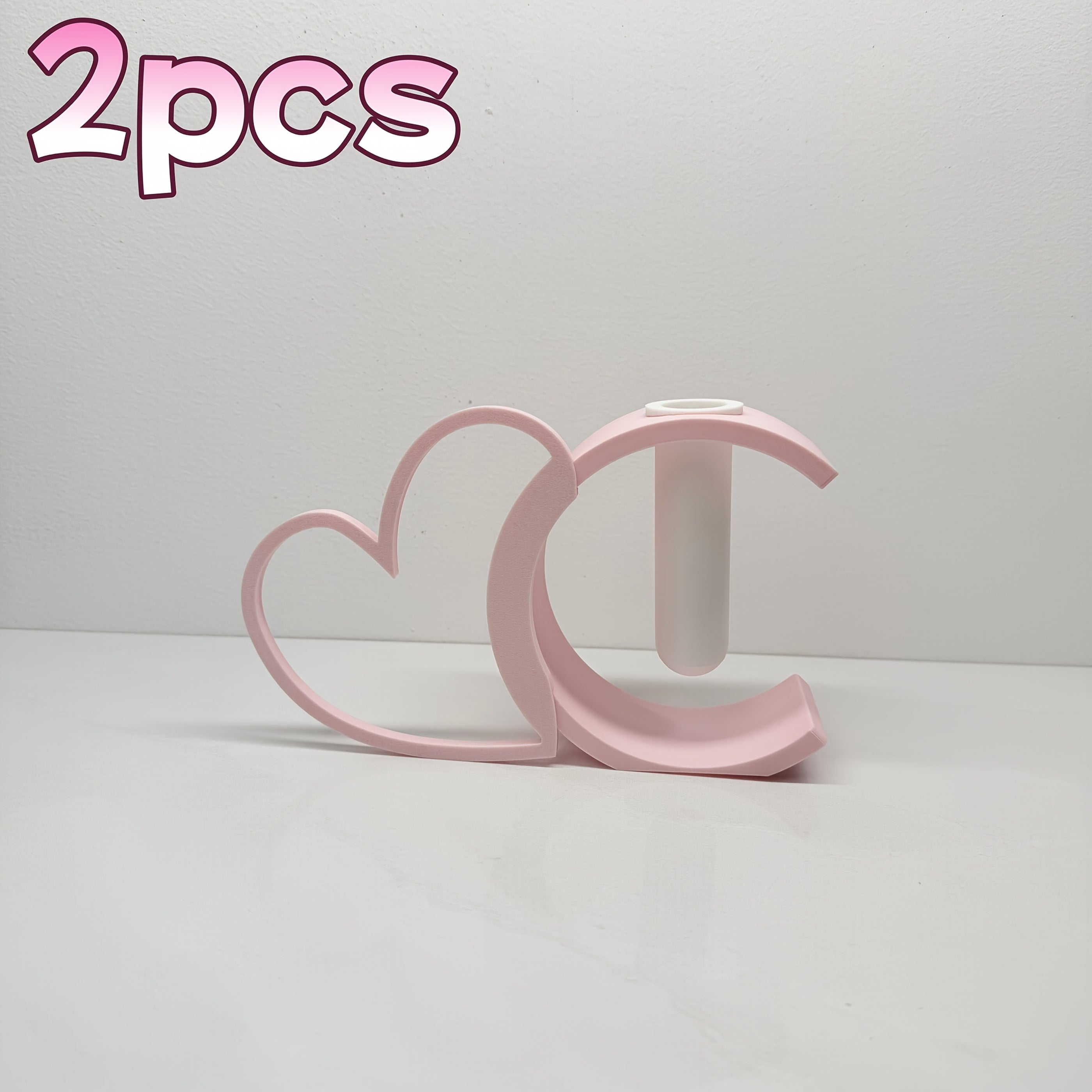 2pcs Heart Shaped Hollow Vase - Hollow Heart Design Plastic Vase Suitable for Small Bouquets, Roses, Tulips, Tabletop Centerpiece for Decor, Wedding,, for Table Centerpiece, Hollow Vase for Floral Arrangements