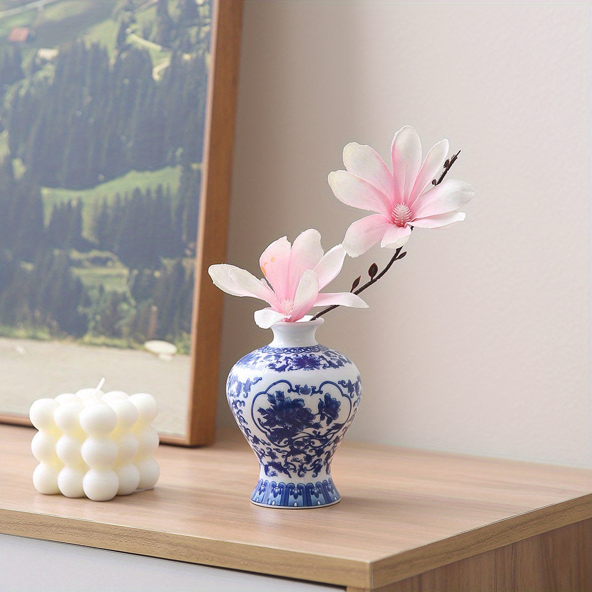 Classic Blue And White Ceramic Vase Set: Perfect for Home Decor And Gift Giving- Mother' S Day, Wedding, Or Any Special Occasion