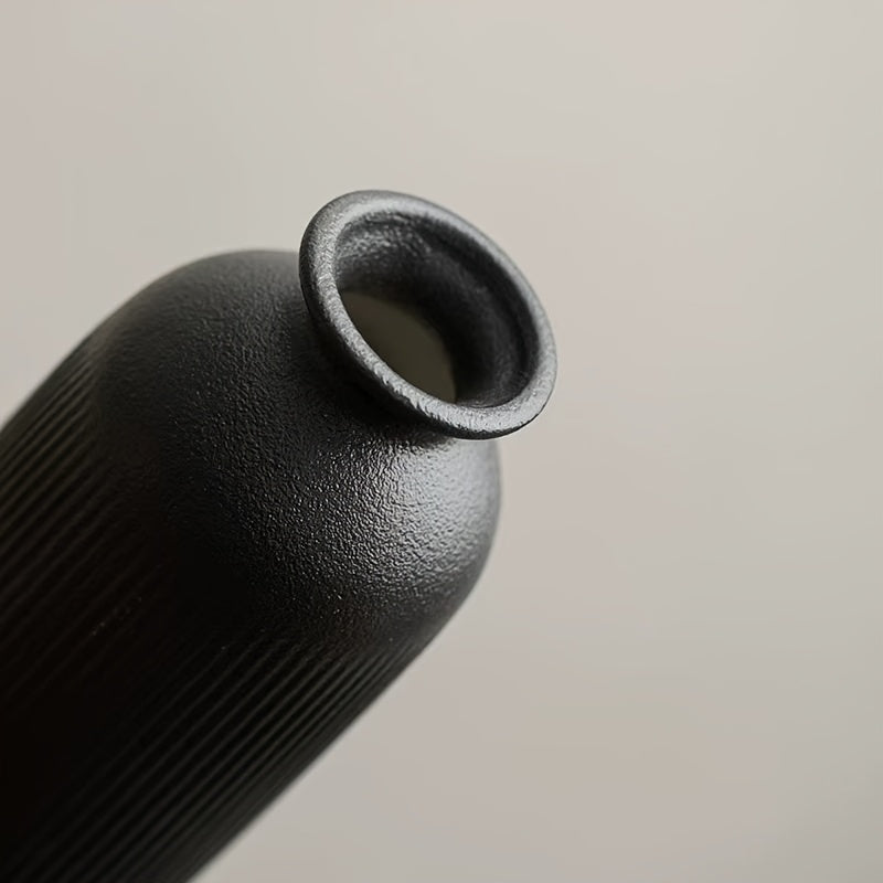 3pcs Nordic Creative Striped Ceramic Vase Set, High-End Home Living Room Dried Flower Arrangement Decorative Ornament, 3 Different Shaped Hydroponic Flower Vases, Holiday Gift, Wedding Decoration