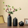 3pcs Nordic Creative Striped Ceramic Vase Set, High-End Home Living Room Dried Flower Arrangement Decorative Ornament, 3 Different Shaped Hydroponic Flower Vases, Holiday Gift, Wedding Decoration