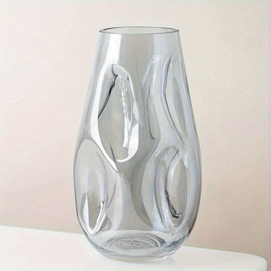 Glass Decorative Vase Modern Transparent Decorative Glass Vase - Irregular Shaped for Home Living Room and Office Desktop Decoration - Gift Vas