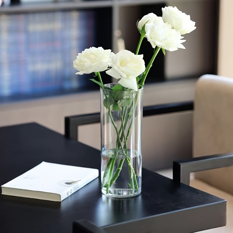 1pc • Acrylic Shatterproof • Large Diameter Transparent Vase • Straight Cylindrical Vase for Displaying Flowers
