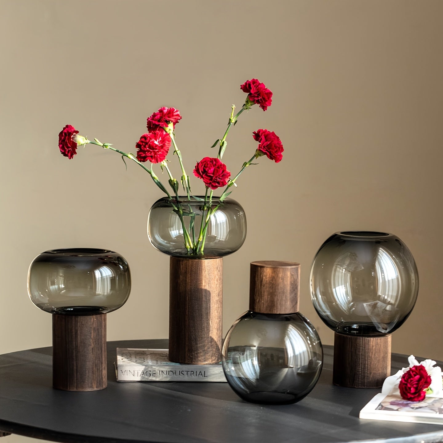 Luxury Easy Glass Vase | Transparent Pedestal Bud Vase for Living Room Table, Creative Chinese Art Flower Pot for Fresh Flower Arrangement