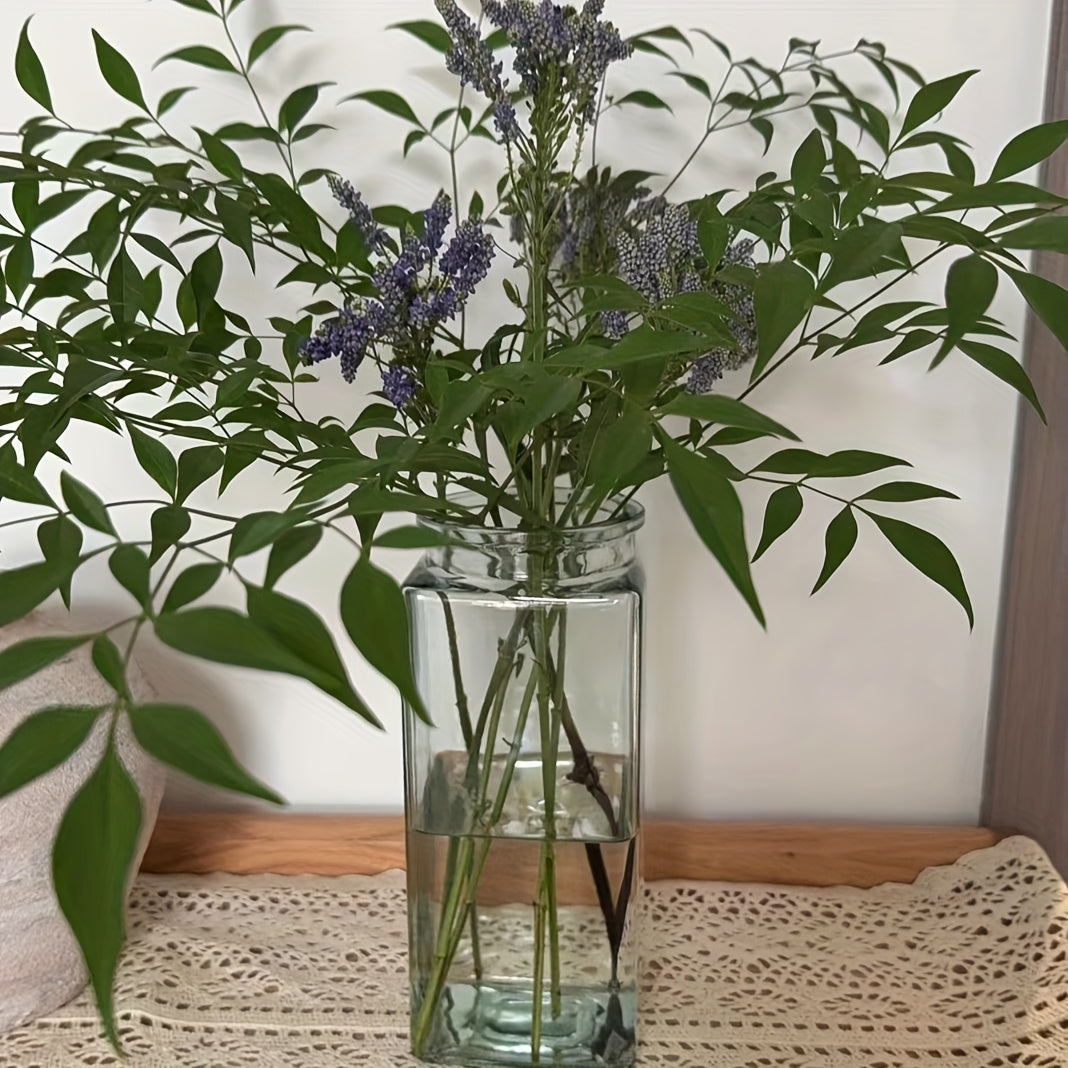 Large amber transparent square glass vase, flower raising vase, waking bucket, Dracaena sanderiana and green orchid vase