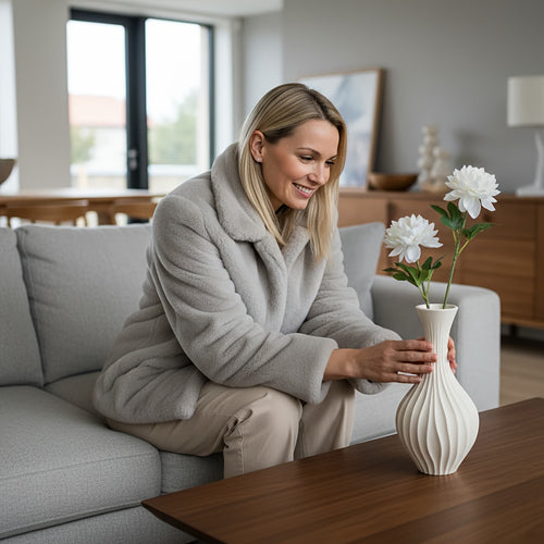 1pc Modern Geometric Vase - Shatterproof Hydroponic Plant Pot With Vertical Stripes Pattern - Durable Lightweight Plastic Suitable For Indoor\u002Foutdoor Decoration - Easy-to-clean Modern Centerpiece For Living Rooms, Offices, And Event Venues