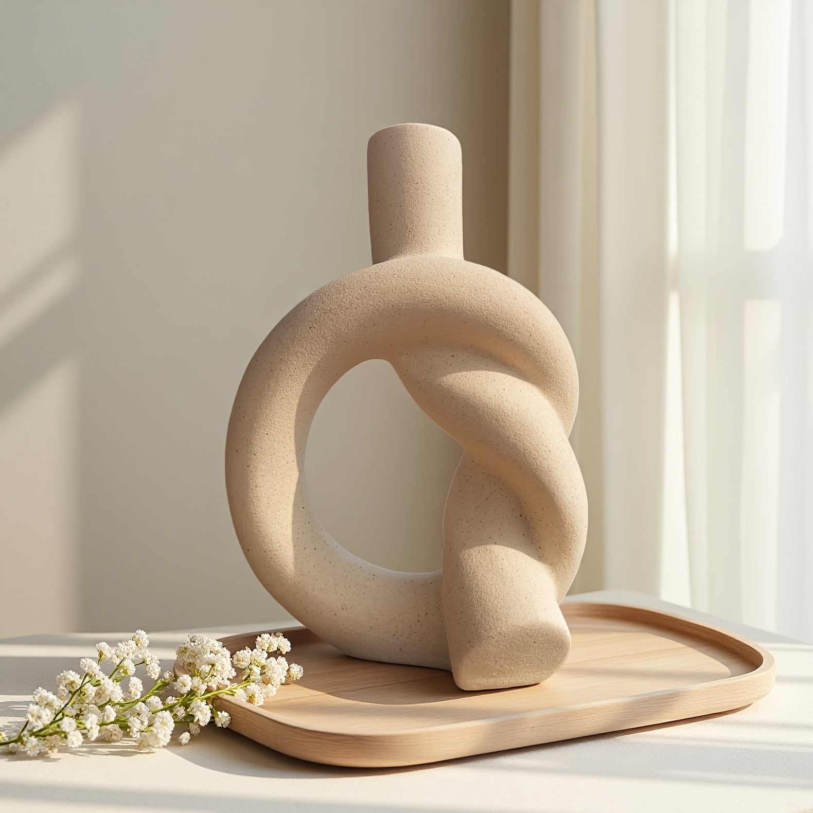 Handcrafted Ceramic Vase A Small-Sized Tabletop Vase with a Ceramic Matte End, Perfect for Home Decor, Decorative Vase, Candle Holder for Incense, in a Modern Minimalist Style, Featuring a Knot Design, Handcrafted