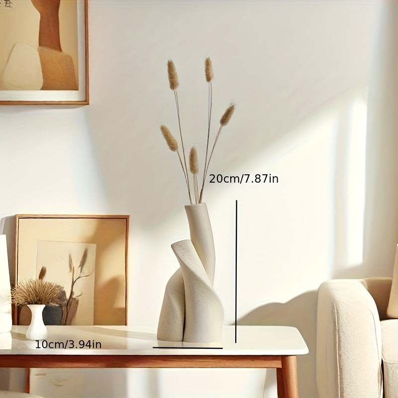 Nordic Minimalist Twisted Vase Creative Artistic Desktop Ornament Wabi-Sabi Style Home Decor Dried Flower Vase