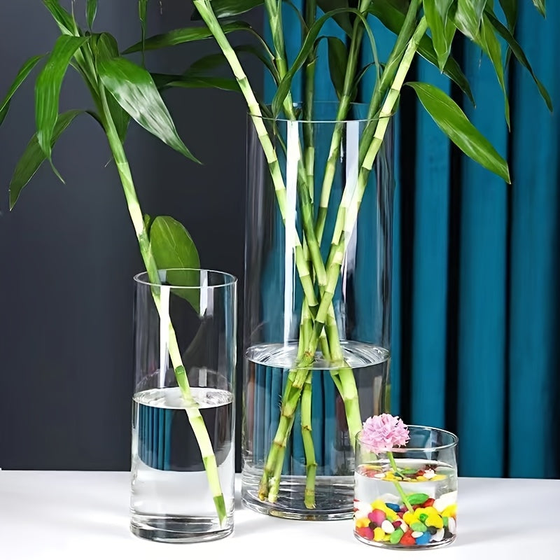 1pc • Acrylic Shatterproof • Large Diameter Transparent Vase • Straight Cylindrical Vase for Displaying Flowers