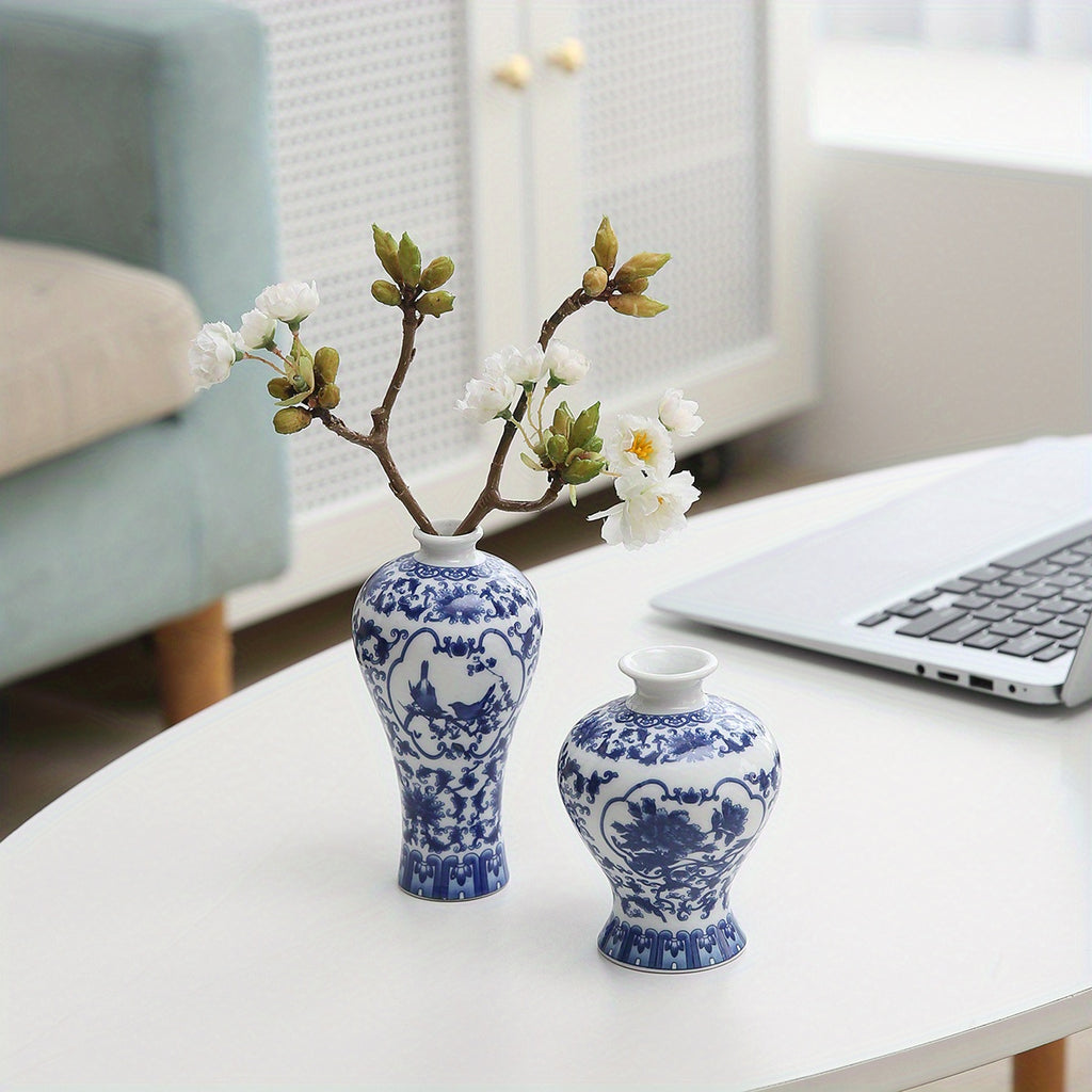 Classic Blue And White Ceramic Vase Set: Perfect for Home Decor And Gift Giving- Mother' S Day, Wedding, Or Any Special Occasion