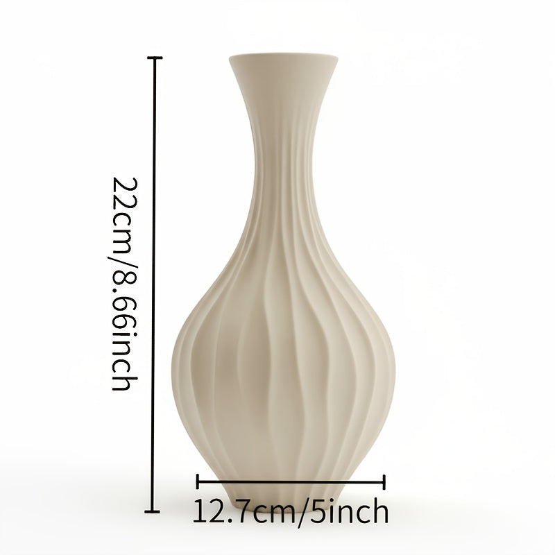 1pc Modern Geometric Vase - Shatterproof Hydroponic Plant Pot With Vertical Stripes Pattern - Durable Lightweight Plastic Suitable For Indoor\u002Foutdoor Decoration - Easy-to-clean Modern Centerpiece For Living Rooms, Offices, And Event Venues