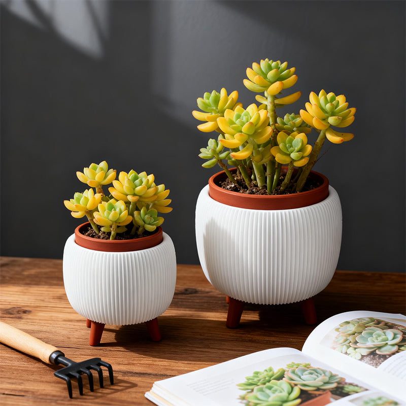 2pcs 3D Printed Artistic Vase Set | Large & Small Sizes, Decorative Cylinder Bud Vases in Geometric Pattern for Home & Office Desktops, Contemporary Style, Plastic Material