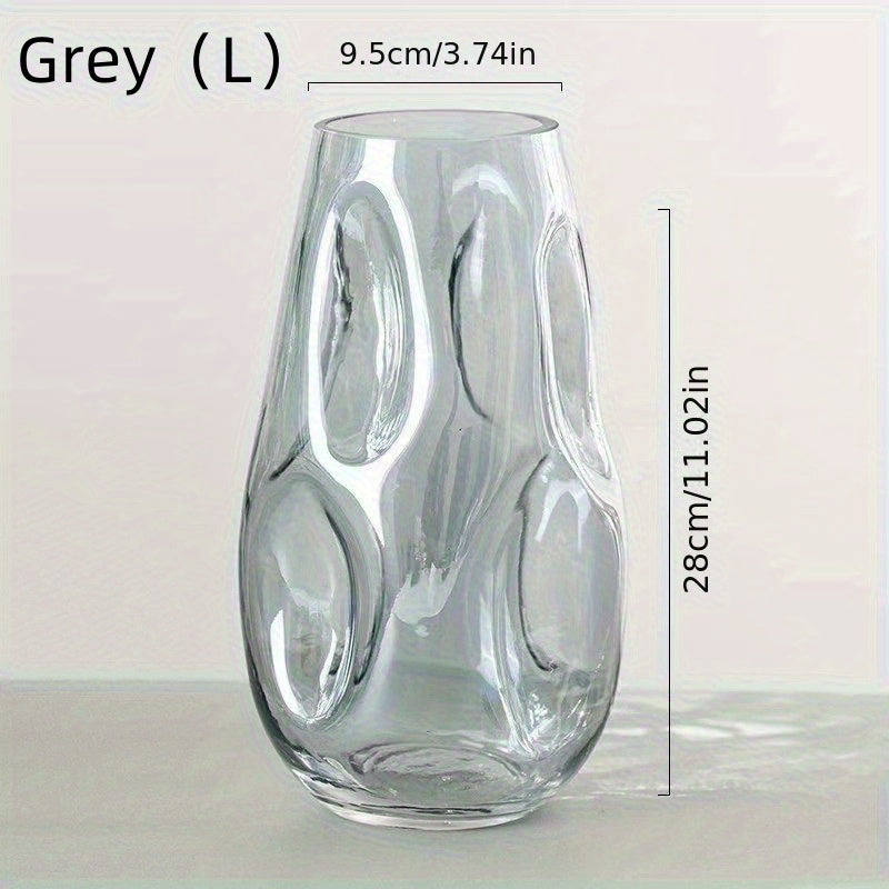 Glass Decorative Vase Modern Transparent Decorative Glass Vase - Irregular Shaped for Home Living Room and Office Desktop Decoration - Gift Vas
