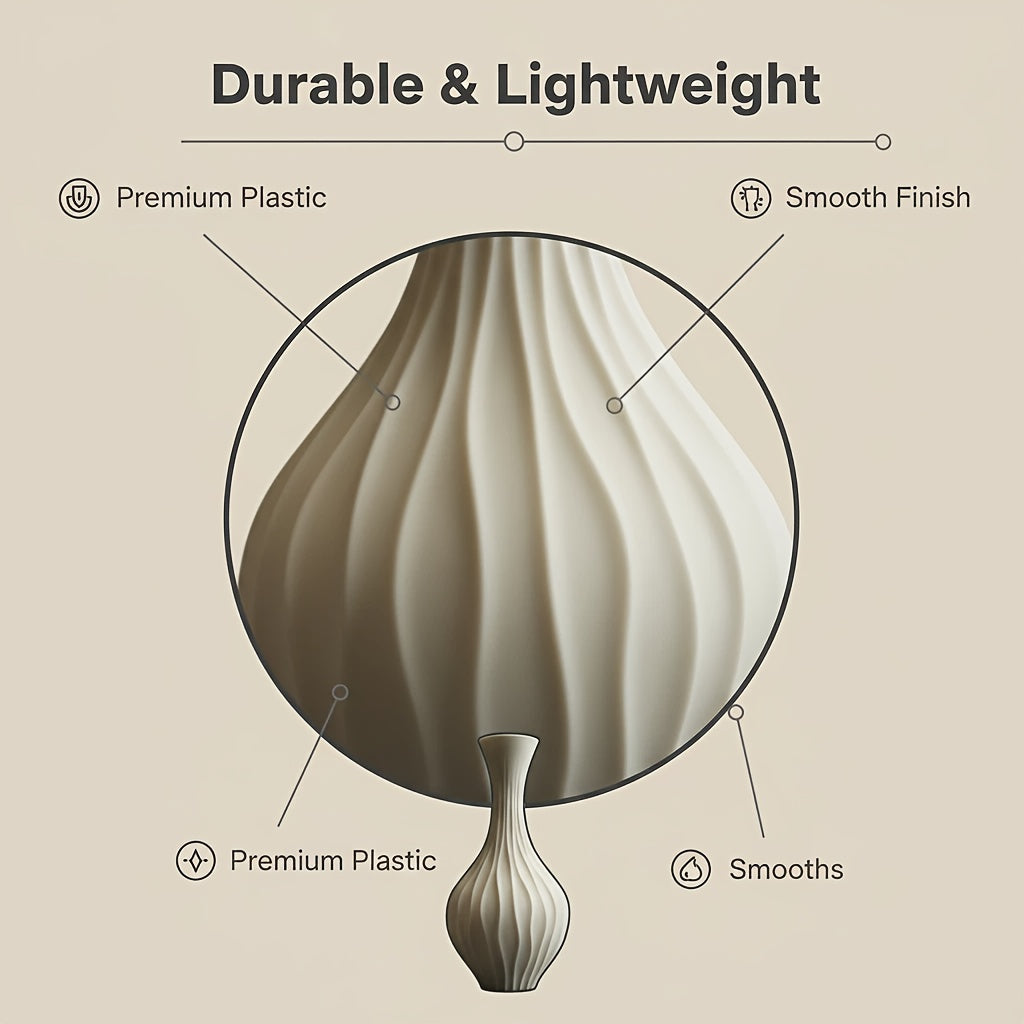 1pc Modern Geometric Vase - Shatterproof Hydroponic Plant Pot With Vertical Stripes Pattern - Durable Lightweight Plastic Suitable For Indoor\u002Foutdoor Decoration - Easy-to-clean Modern Centerpiece For Living Rooms, Offices, And Event Venues