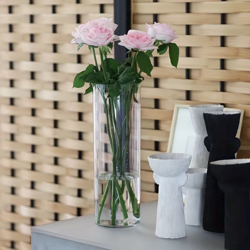 1pc • Acrylic Shatterproof • Large Diameter Transparent Vase • Straight Cylindrical Vase for Displaying Flowers