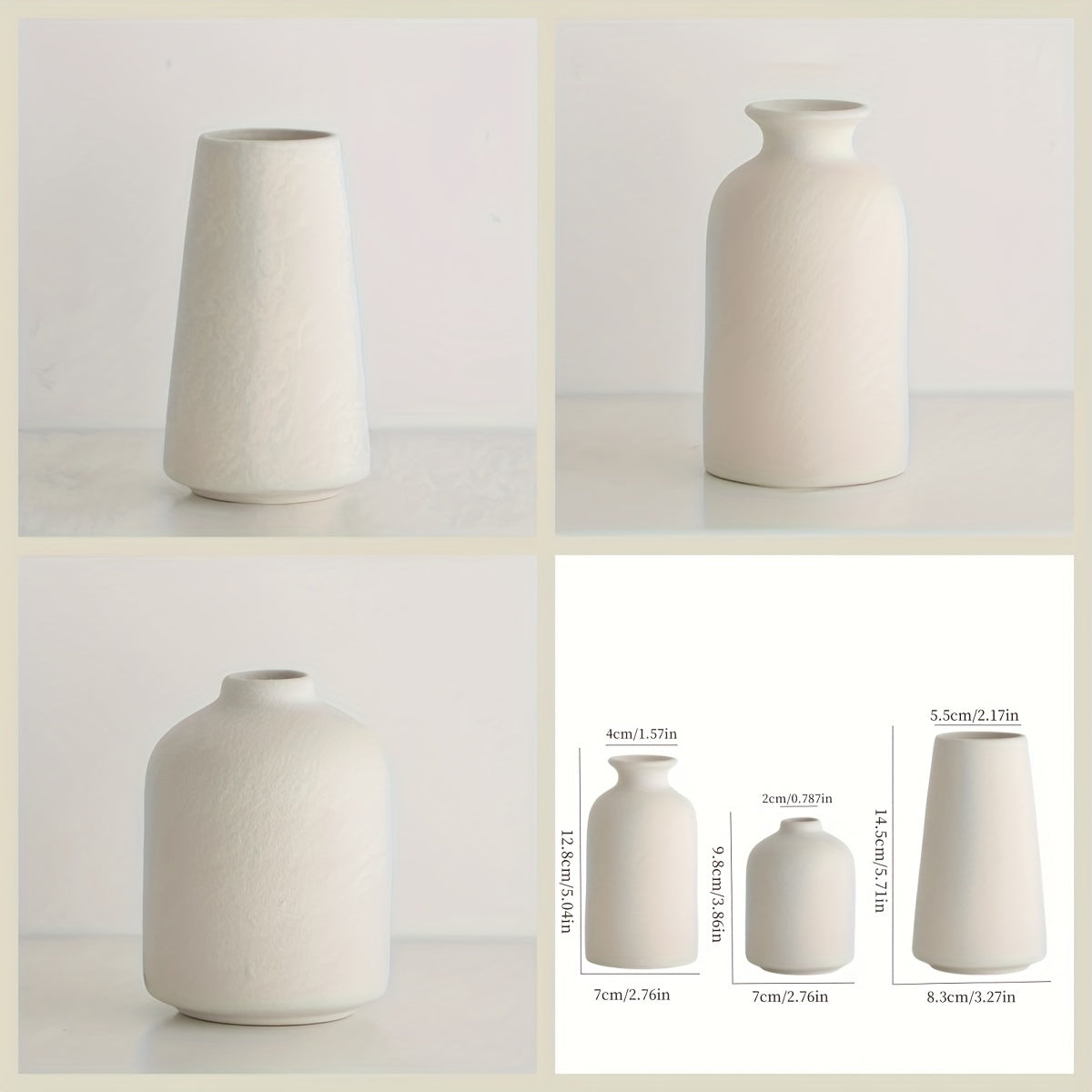 3pcs Modern Ceramic Vases, Rustic Porcelain Art Vases, Home Decor, Perfect Living Room Decor, Modern Farmhouse Decor, Bedroom Decor, Various Scene Decor, Holiday Gifts