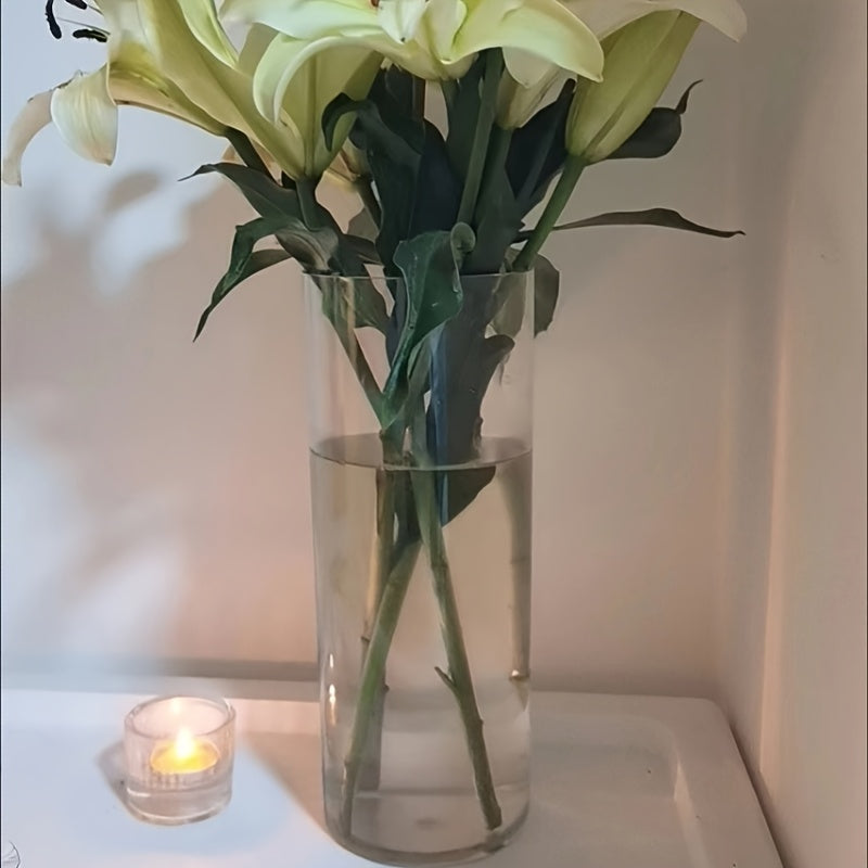 1pc • Acrylic Shatterproof • Large Diameter Transparent Vase • Straight Cylindrical Vase for Displaying Flowers