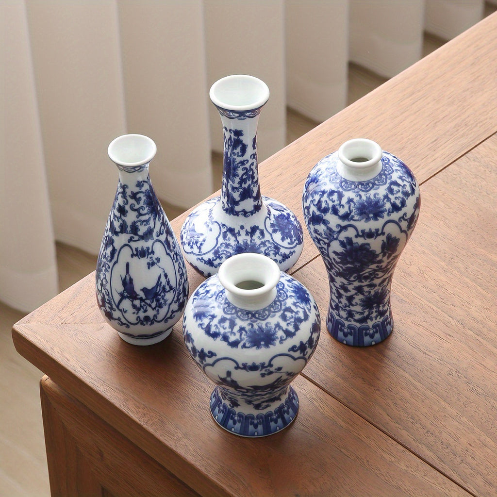 Classic Blue And White Ceramic Vase Set: Perfect for Home Decor And Gift Giving- Mother' S Day, Wedding, Or Any Special Occasion