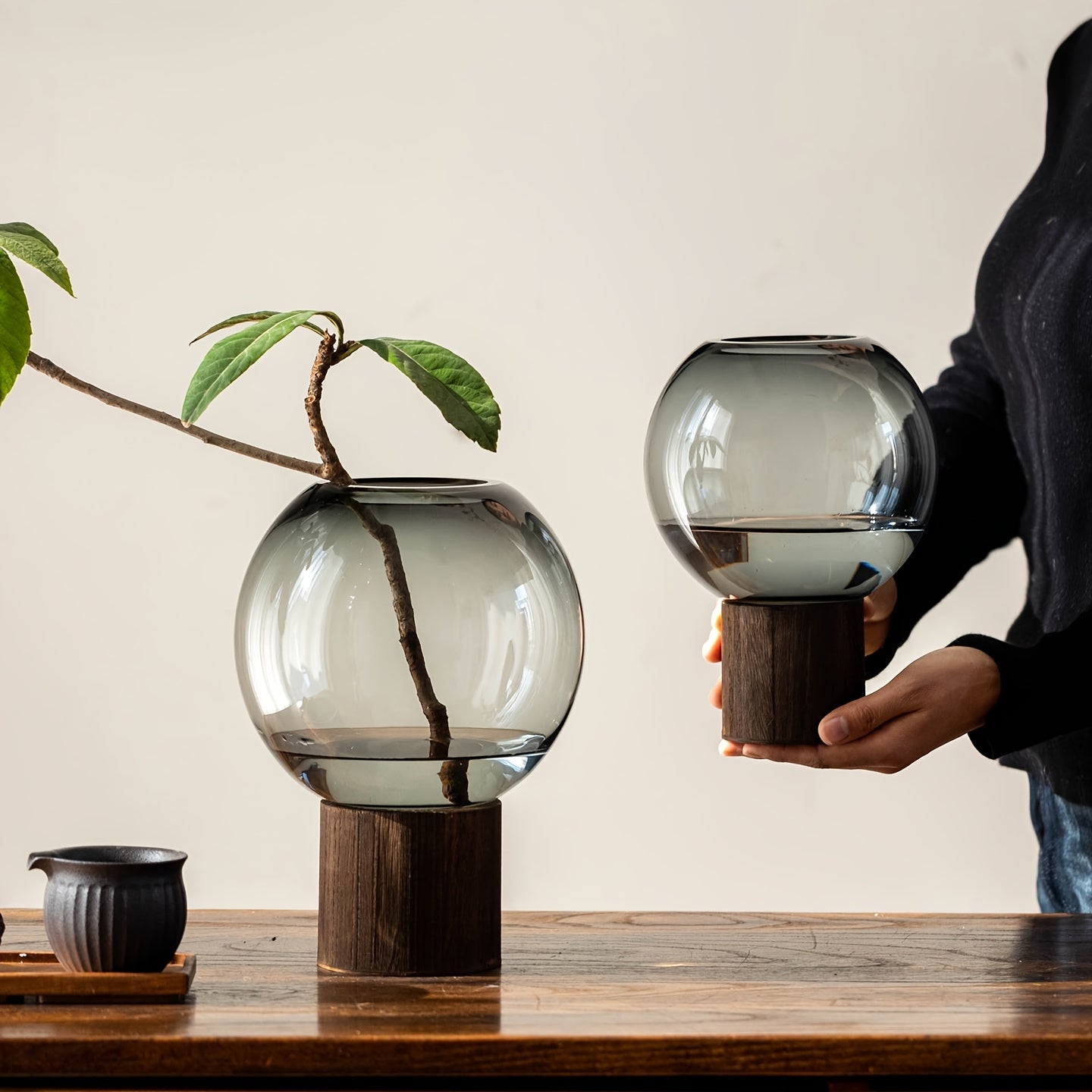 Luxury Easy Glass Vase | Transparent Pedestal Bud Vase for Living Room Table, Creative Chinese Art Flower Pot for Fresh Flower Arrangement